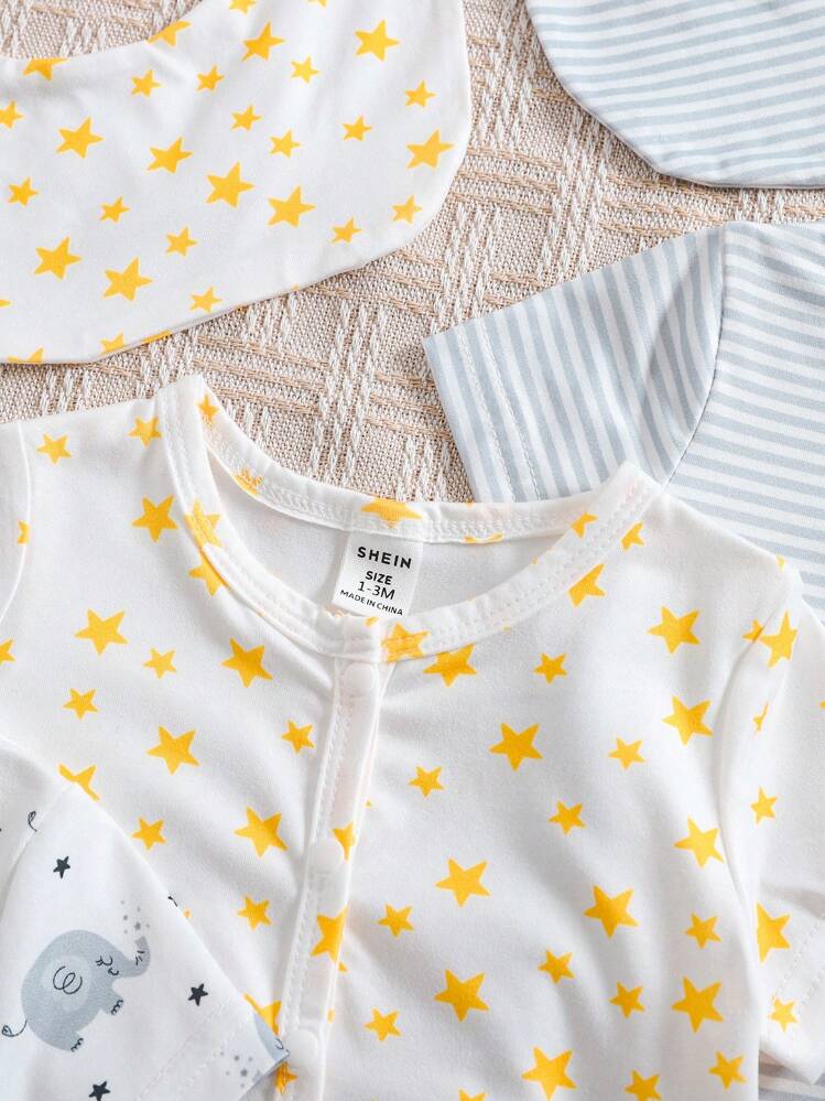 3 قطع / مجموعة روب ولادي مطبوع عليه فيل وكوكب ذو أ...