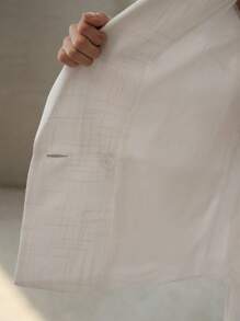 MOTF PREMIUM Áo khoác blazer kẻ caro hai hàng khuy, nút ngọc trai, áo khoác blazer cỡ lớn, công sở, xuân hè - trắng - Xem 8