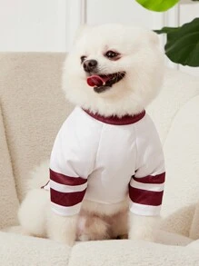 PETSIN 1 pieza Vintage Rayas Blanco Letras y Números Gráfico Chaleco para Mascotas Gatos Perros, Diseño Fresco Casual Transpirable y Cómodo
