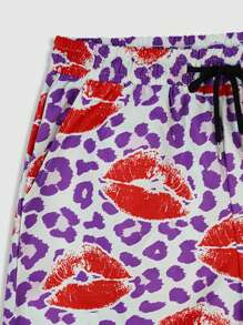 ROMWE MEN Street Life 2pcs Men's Street Portrait Print Short Sleeve T-Shirt And Shorts Set, Suitable For Everyday Wear In Spring/Summer - White - View 7