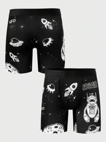 NotGurli Calzoncillos tipo bóxer para hombres con estampado de letras de elementos espaciales