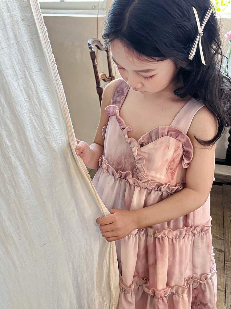 Young Girl Floral Trim Spaghetti Strap Summer Dress For Girls (Toddler/Little Girl) Vacation