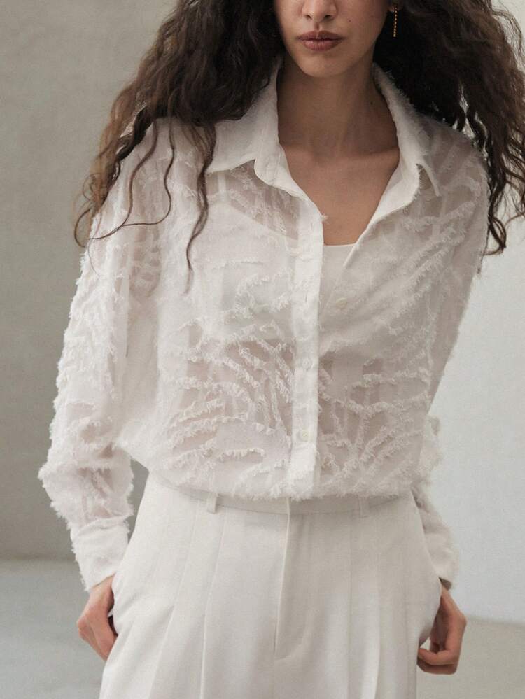 LIGHTWEIGHT SHEER BUTTON UP SHIRT
