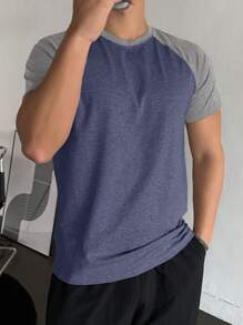DAZY 男士夏季休闲拼色短袖 T 恤