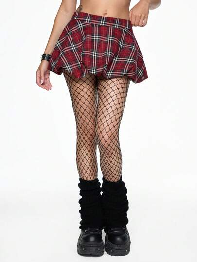 Grunge Punk تنورة بالوني منقوشة بطراز كاروهات كلاسيكي قصيرة للنساء