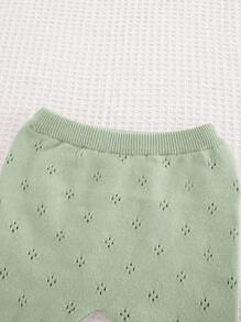 Cozy Pixies Baby Girl Solid Color Wrap Sweater And Leggings Set - Green - View 13