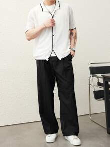 Manfinity CasualKnits Men's Casual Contrast Trim Short Sleeve Knit Top - Multicolor - View 6