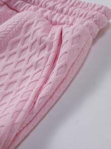 Manfinity Homme Men's Vacation Casual Style Jacquard Knit Short-Sleeve Shirt And Shorts Set, For Hawaiian Beach Vacations, Music Festivals, And Everyday Wear. Great Gift For Boyfriends Or Husbands, Cozy Outfits - Baby Pink - View 5