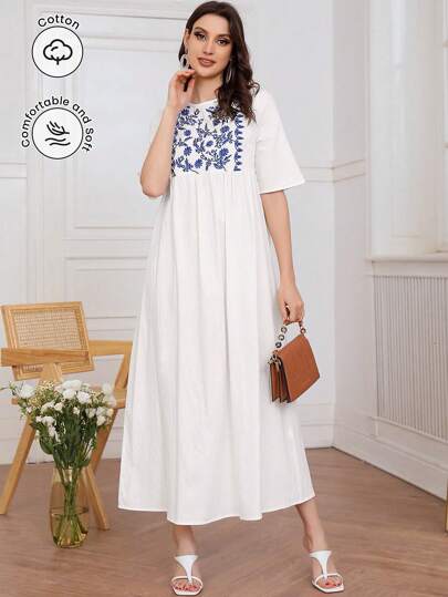 Al Najma 阿拉伯风格简约休闲短袖套装，时尚日常穿着