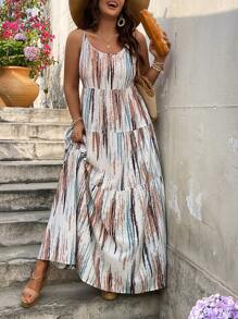 SHEIN VCAY Váy đi nghỉ thường ngày chắp vá cỡ lớn, tối giản & thời trang, mặc hàng ngày - Nhiều màu - Xem 4