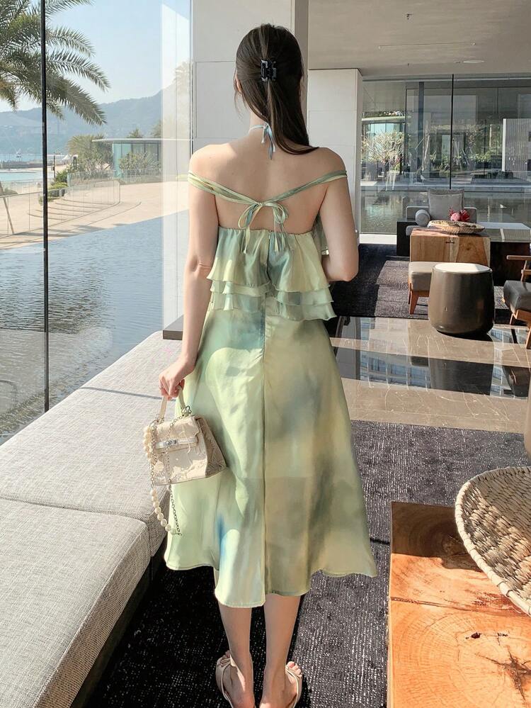 Plus Size Women Ruffle Floral Ruffled Midi Dress,Casual Women Dresses Vacation