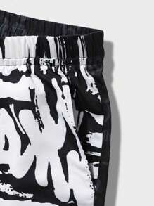 Manfinity LEGND Loose Men's Color Block Letter Print Drawstring Waist Shorts