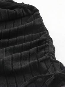 Modmama Maternity Casual Solid Color Ribbed Side Drawstring Long Sleeve T-Shirt, Autumn - Multicolor - View 6