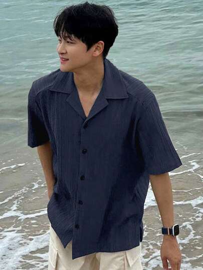 DAZY Men's Solid Color Short Sleeve Casual Shirt, Summer