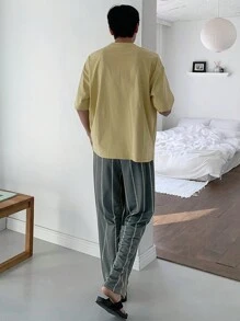 DAZY Men's Striped Pants With Matching Loungewear Set, Summer Pajama - Multicolor - View 2