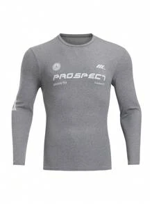 Gym Rark Camiseta deportiva de manga larga con cuello redondo y estampado de letras para hombre - Gris - Ver 3