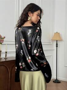 EastFlair 女士休闲简约衬衫，日常穿着 - 黑色 - 查看 5