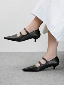 CUCCOO BIZCHIC Donne Pumps Mary Jane con punta affusolata, tacco basso Kitten, cinturino, design minimalista e confortevole, ideale per ufficio/casual ed elegante, adatto per outfit primaverili/estivi