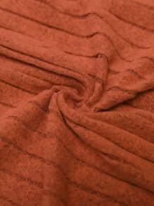 EMERY ROSE Square Neck, 3/4 Sleeve, Cinched Waist, A-Line Hem, Side Pockets Mid-Length Casual Dress, Spring/Summer - Brown - View 3