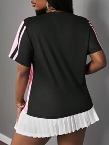 Slaydiva Graphic Tees Women Streetwear For Women Gyaru New Spring And Summer Casual Street Black With Pink Stripes 23 Letter Slogan Logo Full Printed Women's T-Shirt-B - Black - View 2