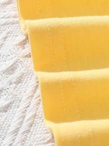 2 件套女婴春夏休闲风格蝴蝶刺绣无袖连衣裙和斜挎包 - 黃色 - 查看 3