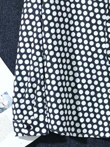 SHEIN Manfinity Dauomo 男士时尚圆点印花长袖衬衫，夏季 - 黑與白 - 查看 6