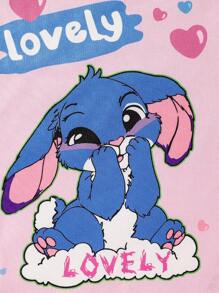 2 件装 少女可爱垂耳蓝兔图案印花紧身衣上衣和短裤睡衣套装 - 彩色 - 查看 7