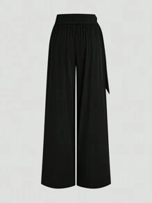 SHEIN MOOSTA Damskie luźne spodnie z wysokim stanem i szerokimi nogawkami, minimalistyczny styl do codziennego noszenia