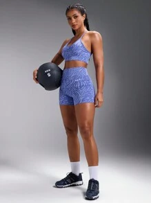 Powerista Bộ đồ thể thao tập luyện cho nữ, áo và quần short tối giản có dây đeo mảnh - Màu tím - Xem 4
