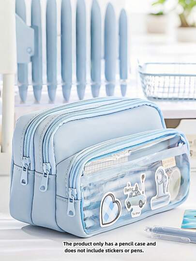 1 件 21.5 厘米 * 9.8 厘米 * 12.5 厘米大容量文具袋创意铅笔袋文具铅笔笔收纳袋便携式化妆品收纳袋返校必备铅笔袋适用于办公室、学校用品、生日礼物、各种颜色