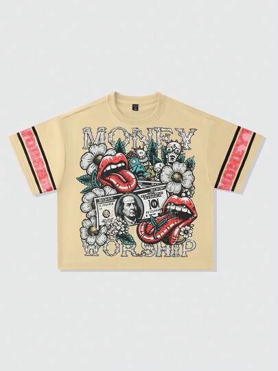 Street Life Herren Oversized-Passform T-Shirt mit schwerem Material und Gänseblümchen Muster