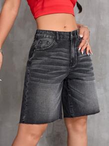 SHEIN EZwear Short en jean délavé et ample pour femmes