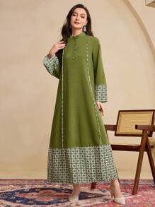 Al Najma 女士休闲拼色宽松连衣裙，端庄 - 藍色 - 查看 7