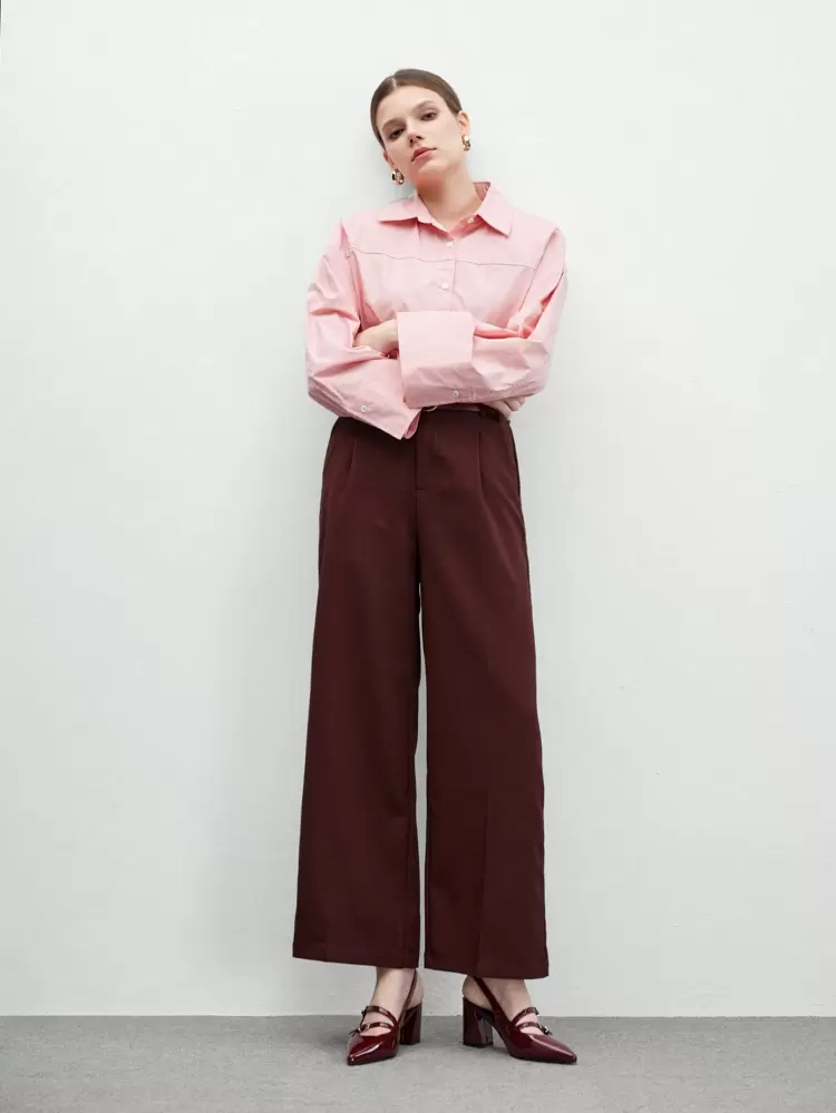 CUCCOO BIZCHIC Pointed Toe Chunky High Heel Pumps, Elegant Work Style Burgundy Color Dress Shoes, Fashion, Graceful Aesthetic, Spring Casual Outfit Spring Shoes Spring Break Easter