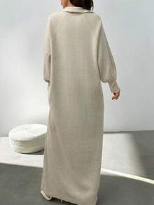 EURMUSE Robe pull maxi élégante avec détail de boutons sur une épaule pour femme