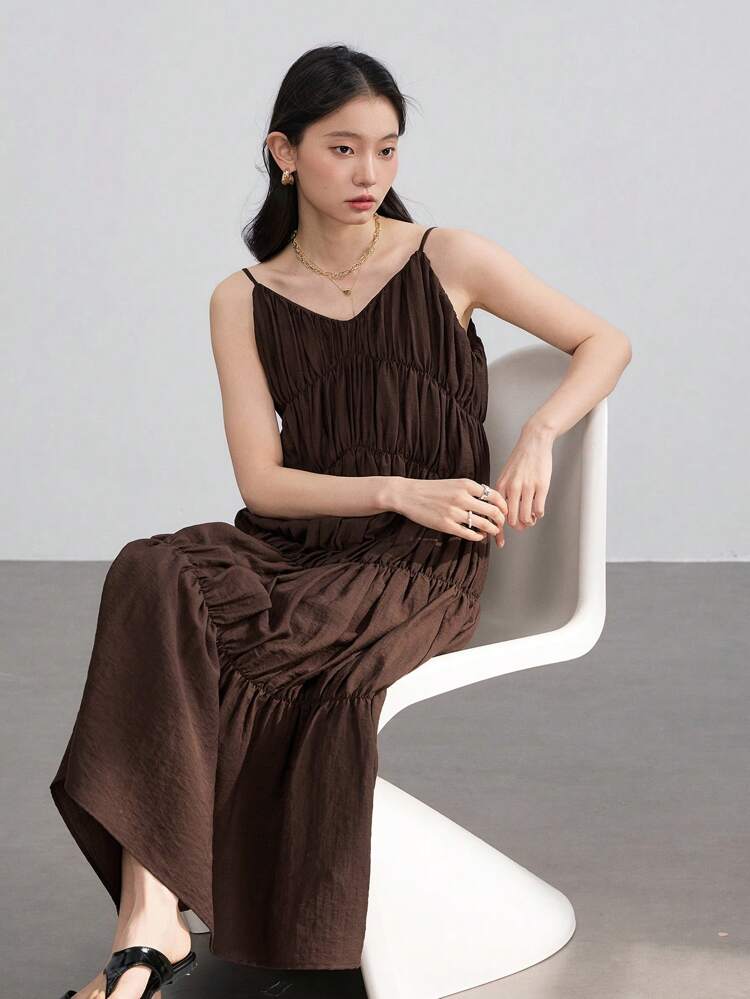 Resort & Beach Linen Slip Dress, Women Midi Length Dress Summer Old Money Style,Casual Women Dresses Business Casual Woman