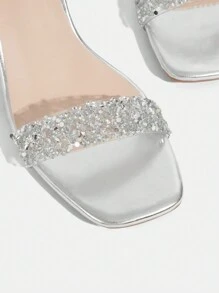 CUCCOO TILAWA Women's Fashionable Crystal Heel Glass Diamond High Heel Sandals, Suitable For Going Out, Parties & Events - Silver - View 5