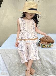 DAZY 2pcs/Set Young Girl Young Girl Fall Outfits - Beige - View 3