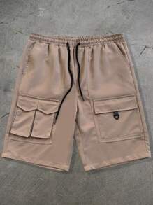 ROMWE MEN Street Life Herren modische Multi-Taschen Cargo Shorts in weiter Passform - Khaki - Übersicht 4