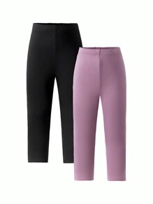 女童休闲抽绳腰九分裤，春秋季，适合春夏季 - 彩色 - 查看 1