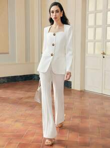 ZEYLAH WOMEN'S STRUCTURED SINGLE BREASTED BLAZER - White - View 6