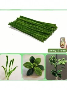 100/200/300/500 件绿色管道清洁器工艺用品，多色雪尼尔茎，加密雪尼尔茎，软扭纹棒，管道清洁器茎适用于艺术和工艺项目创意 DIY 装饰品