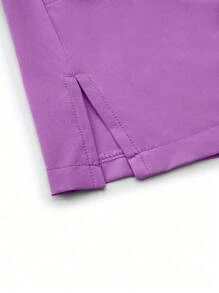 TaskEZ Bộ đồng phục phẫu thuật quần áo sơ mi và áo cánh tay ngắn cổ chữ V màu trơn - Màu tím hoa cà - Xem 8