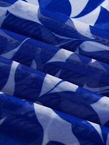 SHEIN Maternity Kimono With Blue Silhouette & Floral Print, Elegant, For Summer Beach Vacation