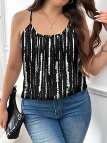 SHEIN Frenchy Plus Size Casual Elegant Cami Top, Suitable For Summer - Black - View 5