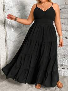 Breezaya Vestido largo de verano de talla grande, de color liso, con tirantes de espagueti, de estilo bohemio y minimalista