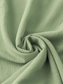 Rometta Plus Size Women Solid Color Frill Cuff Loose Blouse - Green - View 3