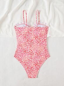 SHEIN Women Leopard Floral Hollow-Out Sexy Swimsuit One-Pieces, For Summer Beach Vacation - Multicolor - View 2