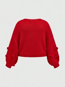 ROMWE Kawaii 大码可爱 3D 玫瑰开衫 - 紅色 - 查看 2