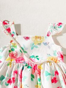 Baby Girls Summer Floral Print Sleeveless Dress - Multicolor - View 7